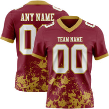 Загрузить изображение в средство просмотра галереи, Custom Crimson White-Old Gold 3D Pattern Splash Authentic Football Jersey
