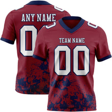 Загрузить изображение в средство просмотра галереи, Custom Crimson White-Navy 3D Pattern Splash Authentic Football Jersey
