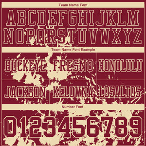Custom Crimson Cream 3D Pattern Splash Authentic Football Jersey