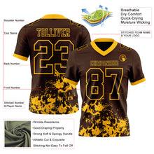 Загрузить изображение в средство просмотра галереи, Custom Brown Gold 3D Pattern Splash Authentic Football Jersey
