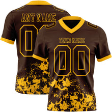 Загрузить изображение в средство просмотра галереи, Custom Brown Gold 3D Pattern Splash Authentic Football Jersey
