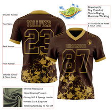 Загрузить изображение в средство просмотра галереи, Custom Brown Old Gold 3D Pattern Splash Authentic Football Jersey
