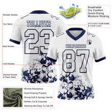 Загрузить изображение в средство просмотра галереи, Custom White Navy 3D Pattern Splash Authentic Football Jersey
