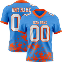 Загрузить изображение в средство просмотра галереи, Custom Powder Blue White-Orange 3D Pattern Splash Authentic Football Jersey
