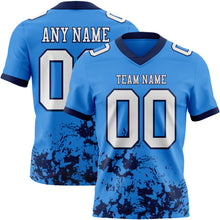 Загрузить изображение в средство просмотра галереи, Custom Powder Blue White-Navy 3D Pattern Splash Authentic Football Jersey
