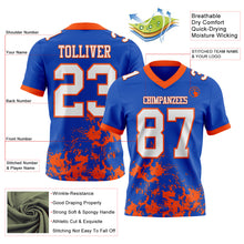 Загрузить изображение в средство просмотра галереи, Custom Thunder Blue White-Orange 3D Pattern Splash Authentic Football Jersey
