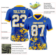 Загрузить изображение в средство просмотра галереи, Custom Thunder Blue White-Yellow 3D Pattern Splash Authentic Football Jersey
