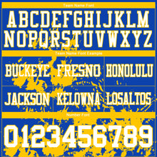 Загрузить изображение в средство просмотра галереи, Custom Thunder Blue White-Yellow 3D Pattern Splash Authentic Football Jersey
