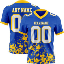 Загрузить изображение в средство просмотра галереи, Custom Thunder Blue White-Yellow 3D Pattern Splash Authentic Football Jersey
