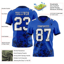 Загрузить изображение в средство просмотра галереи, Custom Thunder Blue White-Navy 3D Pattern Splash Authentic Football Jersey
