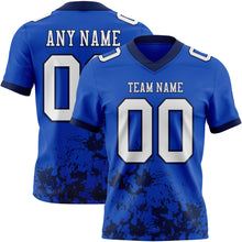 Загрузить изображение в средство просмотра галереи, Custom Thunder Blue White-Navy 3D Pattern Splash Authentic Football Jersey
