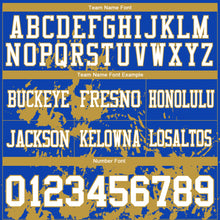 Загрузить изображение в средство просмотра галереи, Custom Thunder Blue White-Old Gold 3D Pattern Splash Authentic Football Jersey
