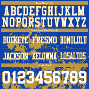 Custom Thunder Blue White-Old Gold 3D Pattern Splash Authentic Football Jersey