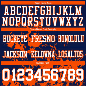 Custom Navy White-Orange 3D Pattern Splash Authentic Football Jersey
