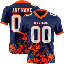 Загрузить изображение в средство просмотра галереи, Custom Navy White-Orange 3D Pattern Splash Authentic Football Jersey
