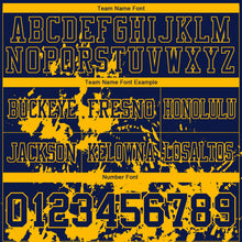 Загрузить изображение в средство просмотра галереи, Custom Navy Gold 3D Pattern Splash Authentic Football Jersey
