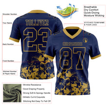 Загрузить изображение в средство просмотра галереи, Custom Navy Old Gold 3D Pattern Splash Authentic Football Jersey
