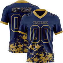 Загрузить изображение в средство просмотра галереи, Custom Navy Old Gold 3D Pattern Splash Authentic Football Jersey
