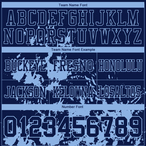 Custom Navy Light Blue 3D Pattern Splash Authentic Football Jersey