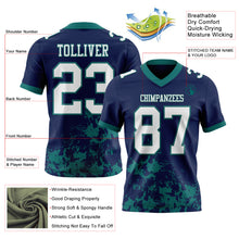 Load image into Gallery viewer, Custom Navy White-Teal 3D Pattern Splash Authentic Football Jersey
