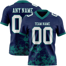 Load image into Gallery viewer, Custom Navy White-Teal 3D Pattern Splash Authentic Football Jersey
