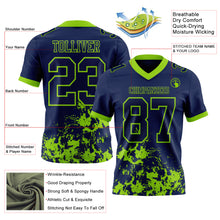 Загрузить изображение в средство просмотра галереи, Custom Navy Neon Green 3D Pattern Splash Authentic Football Jersey
