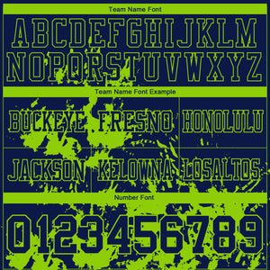 Custom Navy Neon Green 3D Pattern Splash Authentic Football Jersey