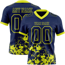 Загрузить изображение в средство просмотра галереи, Custom Navy Neon Yellow 3D Pattern Splash Authentic Football Jersey
