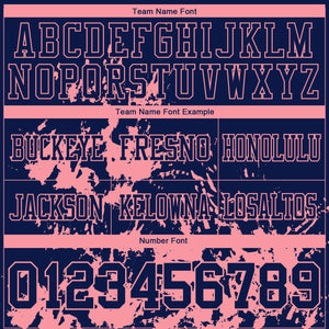 Custom Navy Medium Pink 3D Pattern Splash Authentic Football Jersey