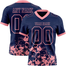 Загрузить изображение в средство просмотра галереи, Custom Navy Medium Pink 3D Pattern Splash Authentic Football Jersey

