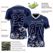 Загрузить изображение в средство просмотра галереи, Custom Navy Gray 3D Pattern Splash Authentic Football Jersey
