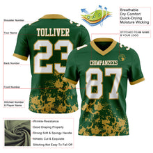 Загрузить изображение в средство просмотра галереи, Custom Green White-Old Gold 3D Pattern Splash Authentic Football Jersey
