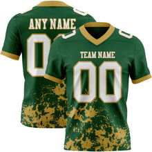 Загрузить изображение в средство просмотра галереи, Custom Green White-Old Gold 3D Pattern Splash Authentic Football Jersey
