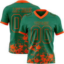 Charger l&#39;image dans la galerie, Custom Kelly Green Orange 3D Pattern Splash Authentic Football Jersey
