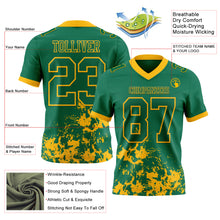 Загрузить изображение в средство просмотра галереи, Custom Kelly Green Gold 3D Pattern Splash Authentic Football Jersey
