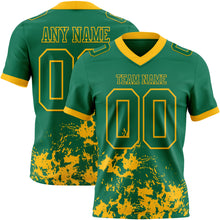 Загрузить изображение в средство просмотра галереи, Custom Kelly Green Gold 3D Pattern Splash Authentic Football Jersey
