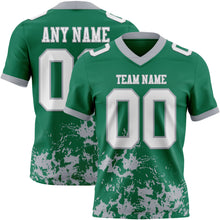 Charger l&#39;image dans la galerie, Custom Kelly Green White-Gray 3D Pattern Splash Authentic Football Jersey
