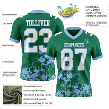 Загрузить изображение в средство просмотра галереи, Custom Kelly Green White-Light Blue 3D Pattern Splash Authentic Football Jersey
