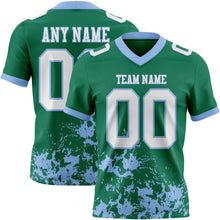 Загрузить изображение в средство просмотра галереи, Custom Kelly Green White-Light Blue 3D Pattern Splash Authentic Football Jersey
