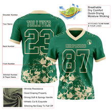 Load image into Gallery viewer, Custom Kelly Green Cream 3D Pattern Splash Authentic Football Jersey
