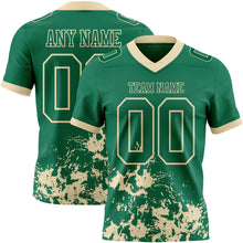 Load image into Gallery viewer, Custom Kelly Green Cream 3D Pattern Splash Authentic Football Jersey
