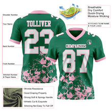Load image into Gallery viewer, Custom Kelly Green White-Light Pink 3D Pattern Splash Authentic Football Jersey

