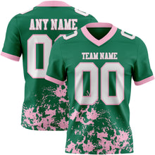 Load image into Gallery viewer, Custom Kelly Green White-Light Pink 3D Pattern Splash Authentic Football Jersey
