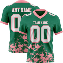 Charger l&#39;image dans la galerie, Custom Kelly Green White-Medium Pink 3D Pattern Splash Authentic Football Jersey
