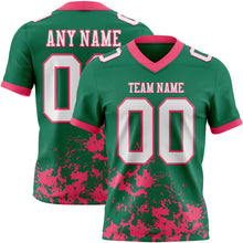 Загрузить изображение в средство просмотра галереи, Custom Kelly Green White-Neon Pink 3D Pattern Splash Authentic Football Jersey
