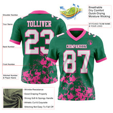 Load image into Gallery viewer, Custom Kelly Green White-Pink 3D Pattern Splash Authentic Football Jersey
