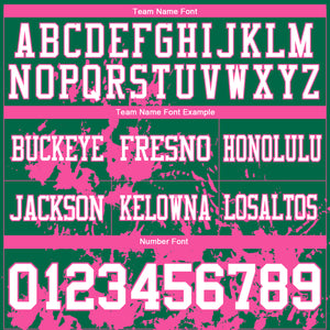 Custom Kelly Green White-Pink 3D Pattern Splash Authentic Football Jersey