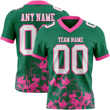 Load image into Gallery viewer, Custom Kelly Green White-Pink 3D Pattern Splash Authentic Football Jersey
