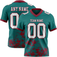 Загрузить изображение в средство просмотра галереи, Custom Teal White-Crimson 3D Pattern Splash Authentic Football Jersey
