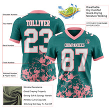 Load image into Gallery viewer, Custom Teal White-Medium Pink 3D Pattern Splash Authentic Football Jersey

